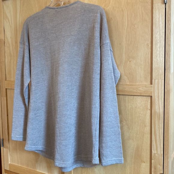 Soft Surroundings Women's Stone Tan Valentina Zip Long Sleeve Sweater V-Neck SZM - Picture 4 of 9